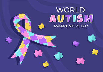 World Autism Awareness Day with Hand of Puzzle Pieces Suitable for Greeting Card, Poster or Banner in Flat Design Illustrations