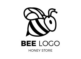 The bee logo illustration, honey comb logo. 