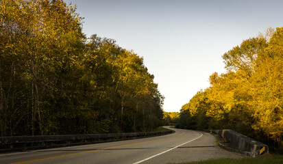 Beautiful shot of the park road, Natches Trace parkway  ( MS- 270)