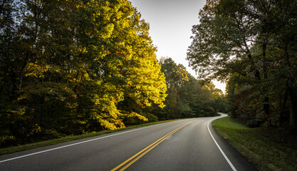 Beautiful shot of the park road, Natches Trace parkway  ( MS- 270)