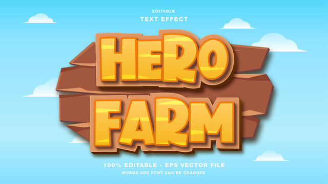 Hero Farm Cartoon Game Text Effect