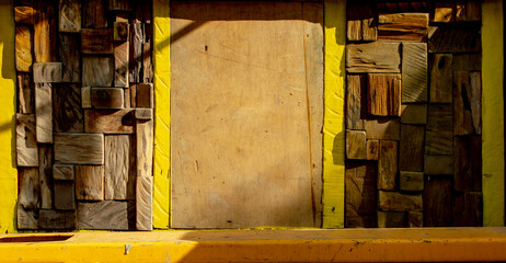 yellow wooden panel.