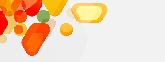 Color bubbles and rounded geometric shapes on white. Vector geometric minimal abstract background for wallpaper, banner, background, landing page