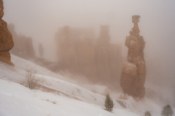 Thors Hammer Stands Tall On Snowy Bryce Hillside