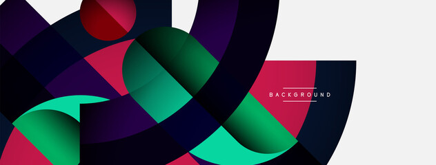 Obraz premium Geometric abstract background. Round shapes, circles, lines composition for wallpaper banner background or landing page