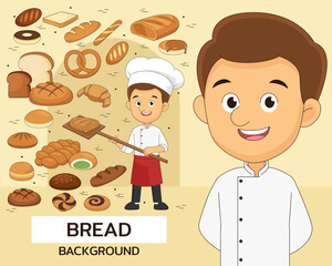 Bread concept background. Flat icons.