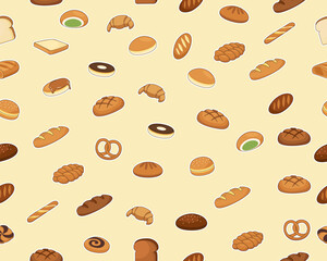 Vector flat seamless texture pattern Breads.