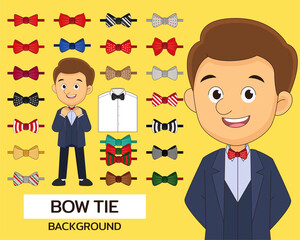 Collection of bow tie concept background. Flat icons.