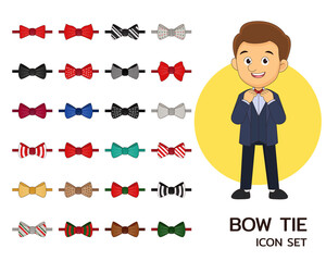 Collection of bow tie concept flat icons.