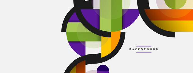 Geometric shapes composition abstract background. Circles lines and rectangles. Vector illustration for wallpaper banner background or landing page