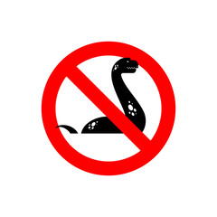 Stop Loch Ness monster. Ban Nessie. Red prohibition road sign.