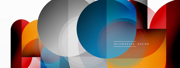 Obraz premium Creative geometric wallpaper. Minimal circle triangle and square line abstract background. Vector illustration for wallpaper banner background or landing page