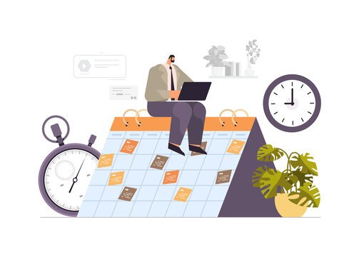 businessman planning day scheduling appointment agenda meeting plan time management concept