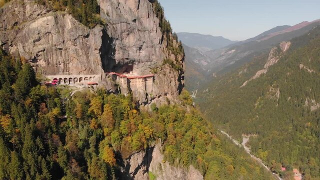 Aerial view of Sumela Monastery near Trabzon city in Turkey