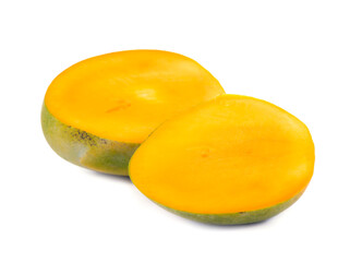 juicy, fresh exotic fruit mango on a white background