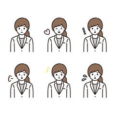 薬剤師 医師 女性 表情セット