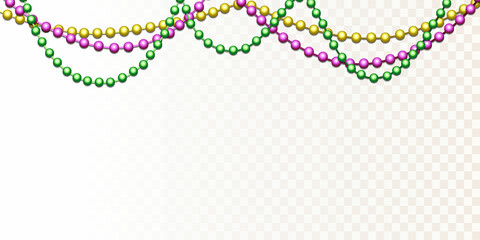 mardi gras beads. mardi gras decoration. isolated on transparent background. vector design illustration © Slow Area