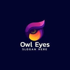 Vector Logo Illustration Owl Eye Gradient Colorful Style.