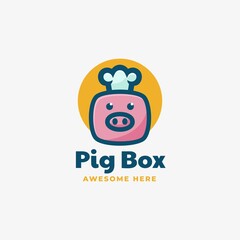 Vector Logo Illustration Pig Fox Simple Mascot Style.