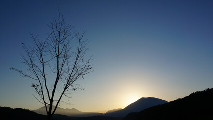 Fototapeta na wymiar Mountain at dusk