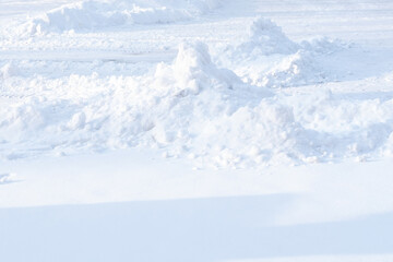 Snowdrifts in the park. Winter walk in the fresh air. Cold and snowy weather.