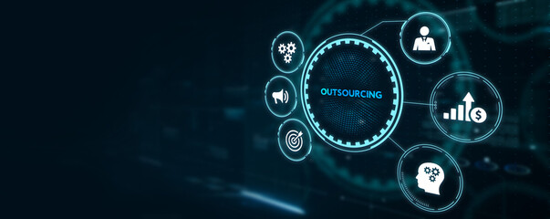 Business, Technology, Internet and network concept. Outsourcing human resources.  3d illustration