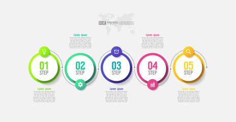 Idea business infographic abstract background template circle colorful with 5 step