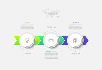 Business infographic abstract background template with 3 step