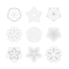 decorative pentagon  vector isolated design elements set