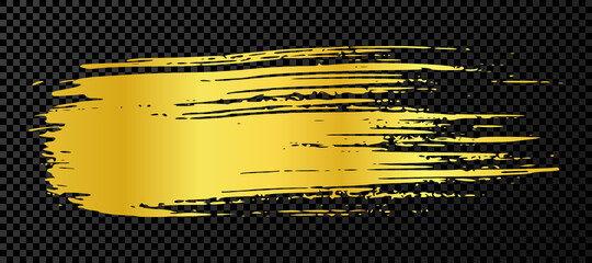 Gold brush stroke on dark transparent background