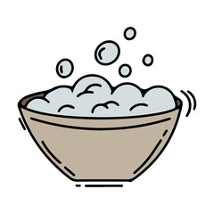 Fototapeta premium A bowl with foam for washing dishes and washing doodle, great design for any purpose. white color. Isolated vector illustration. Background drawing by hand. Vector illustration design.