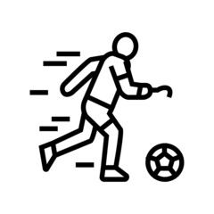 Fototapeta na wymiar soccer football playing handicapped athlete line icon vector. soccer football playing handicapped athlete sign. isolated contour symbol black illustration