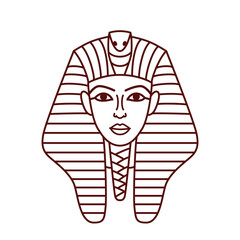 Vector Tutankhamun mask in outline style, icon of egyptian burial tutankhamen mask, coloring book for children - obrazy, fototapety, plakaty