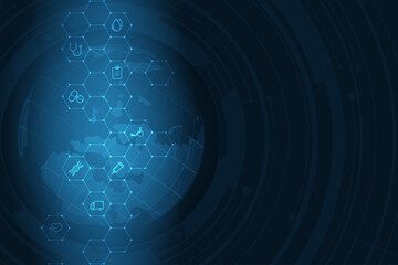 Vector medical technology network concept design.Health care concept.