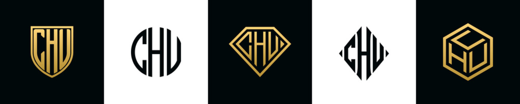 Initial letters CHU logo designs Bundle