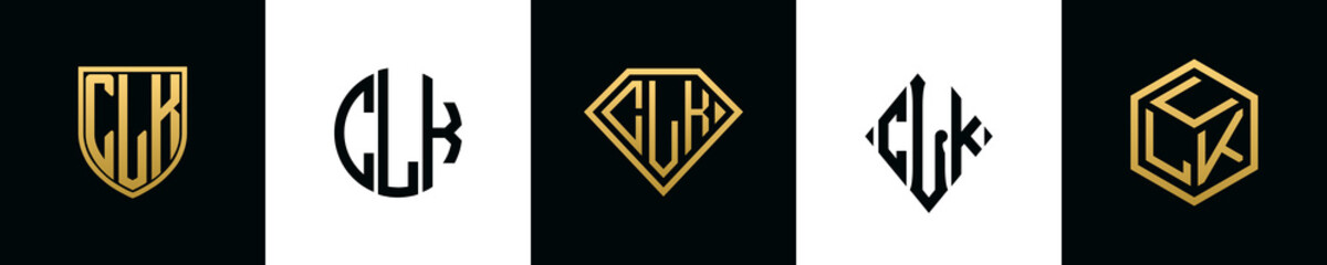 Initial letters CLK logo designs Bundle