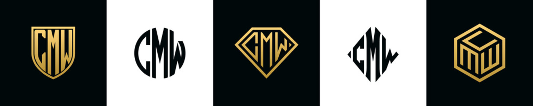 Initial letters CMW logo designs Bundle
