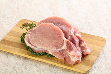 Raw pork loin for coocking