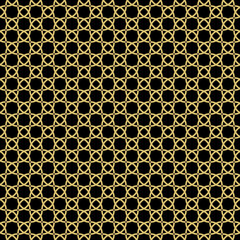 Seamless black and golden ornament in arabian style. Geometric abstract background. Pattern for wallpapers and backgrounds