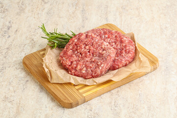 Raw beef burger cutlet for grill