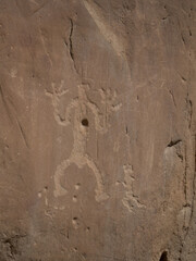 Person Engraved on Sandstone Cliff Wall at Chaco Culture National Historic Park in New Mexico