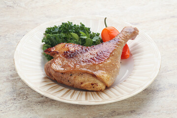 Roasted duck leg with orange sauce
