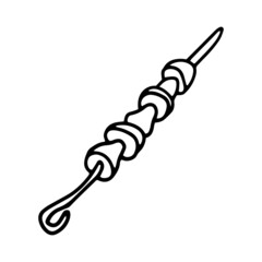 Mushroom kebab in doodle style. Isolated vector.