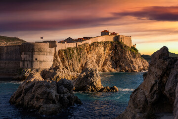 View of Fort Bokar, the city's ancient walls and the west harbor. Dubrovnik, Croatia © Sergey Fedoskin