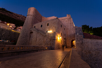 Street in Dubrovnik night view, Dalmatia region of Croatia