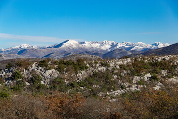 Sunny winter day in mountains. Balkanian mountains. Croatia.