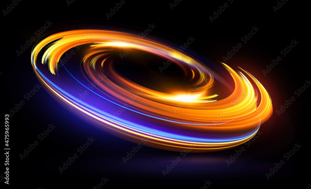 Poster glow swirl light effect. circular lens flare. abstract rotational lines. power energy element. lumin