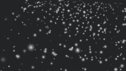 snow falling in the black sky. The texture of white snow during a snowfall. Snowfall winter background. 