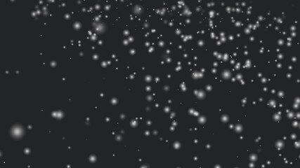 Snowflakes falling on black background. Falling realistic natural snowflakes from top to bottom, calm snow, perfect for digital composition