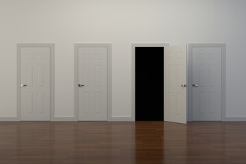 The black door with pitfall concept. 3D background design. 3D rendering.